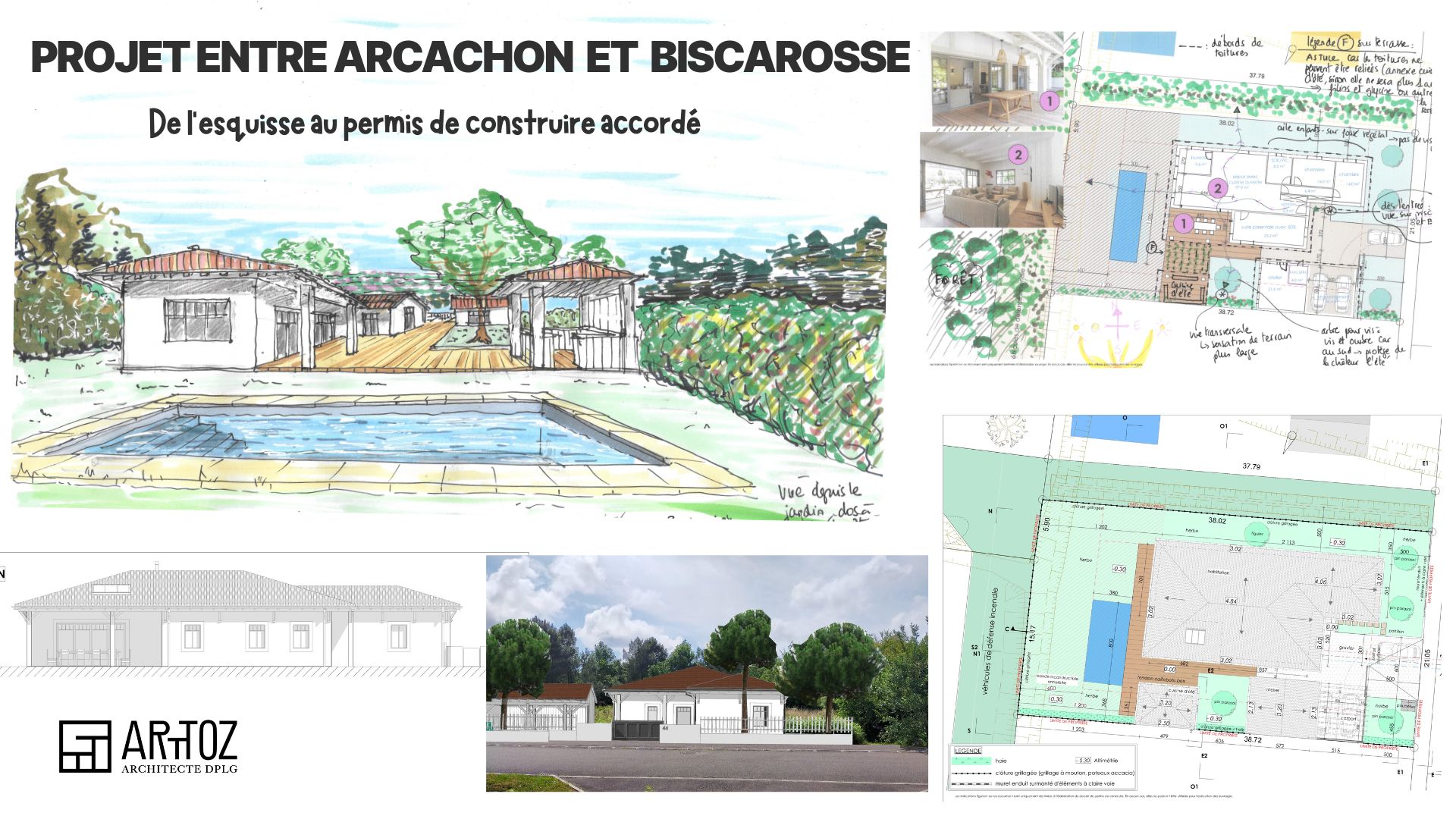 Planche de présentation du projet : Projet entre Arcachon et Biscarrosse, Sud-Ouest.