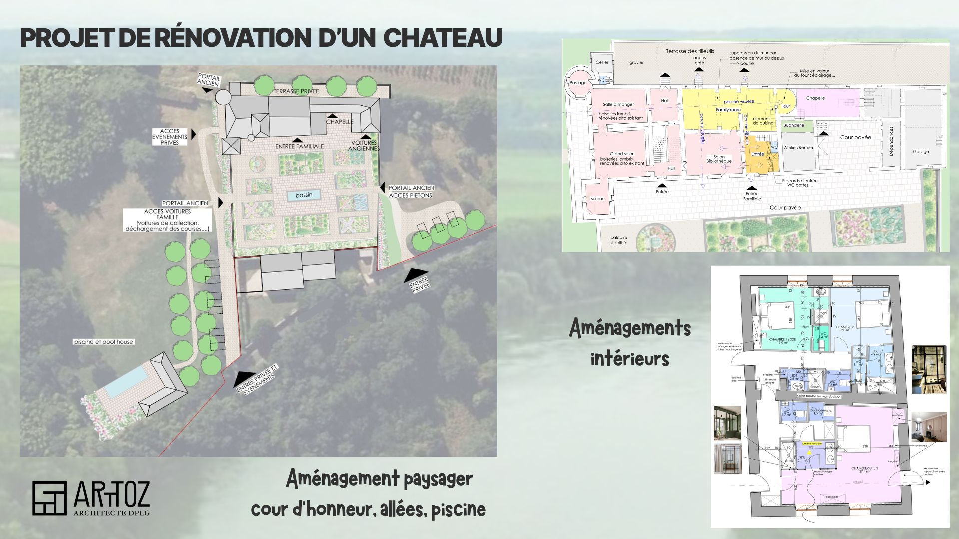 Planche de présentation du projet : Rénovation d'un château, Sud Gironde.